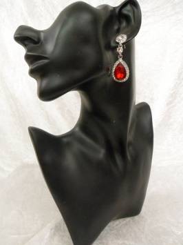 Ruby Crystal Pear Drop Earrings