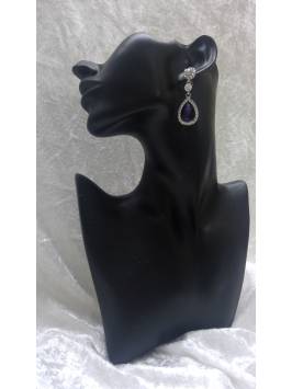 Purple Crystal Pear Drop Earrings