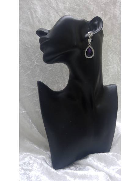 Purple Crystal Pear Drop Earrings