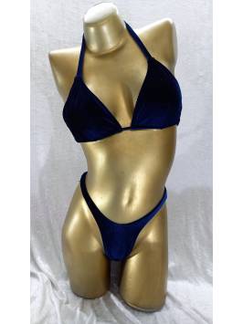Navy Smooth Velvet Posing Bikini