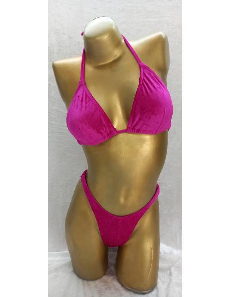 Fuchsia Crushed Velvet Posing Bikini